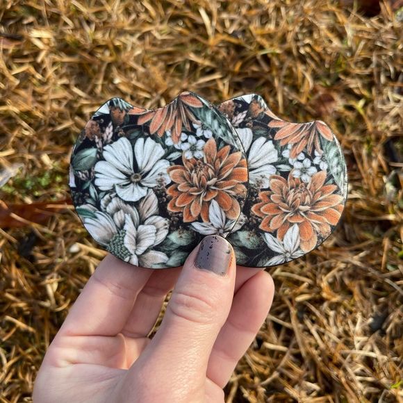 Floral Car Coaster Set | Floral Car Accessories - Picture 1 of 12